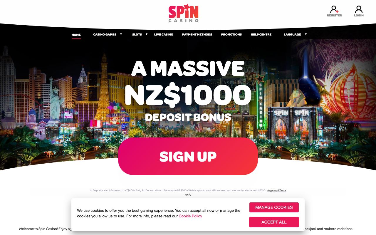 Spin Casino homepage